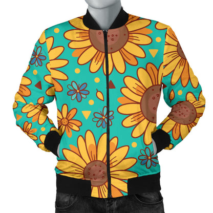 Sunflower Pattern Print Design SF013 Men Bomber Jacket