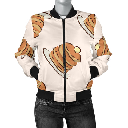 Pancake Pattern Print Design A01 Women's Bomber Jacket
