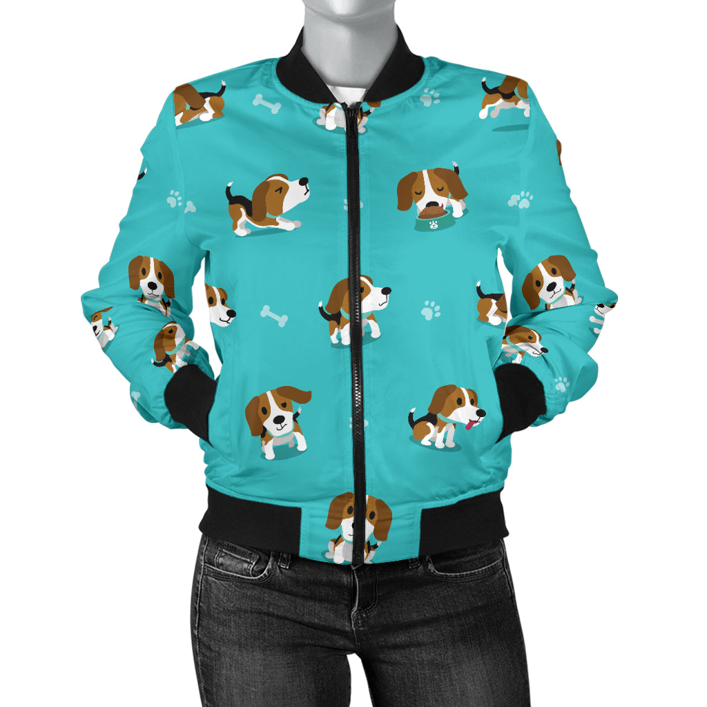 Beagle Pattern Print Design 05 Women's Bomber Jacket