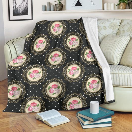 Rose Pattern Print Design RO015 Fleece Blanket