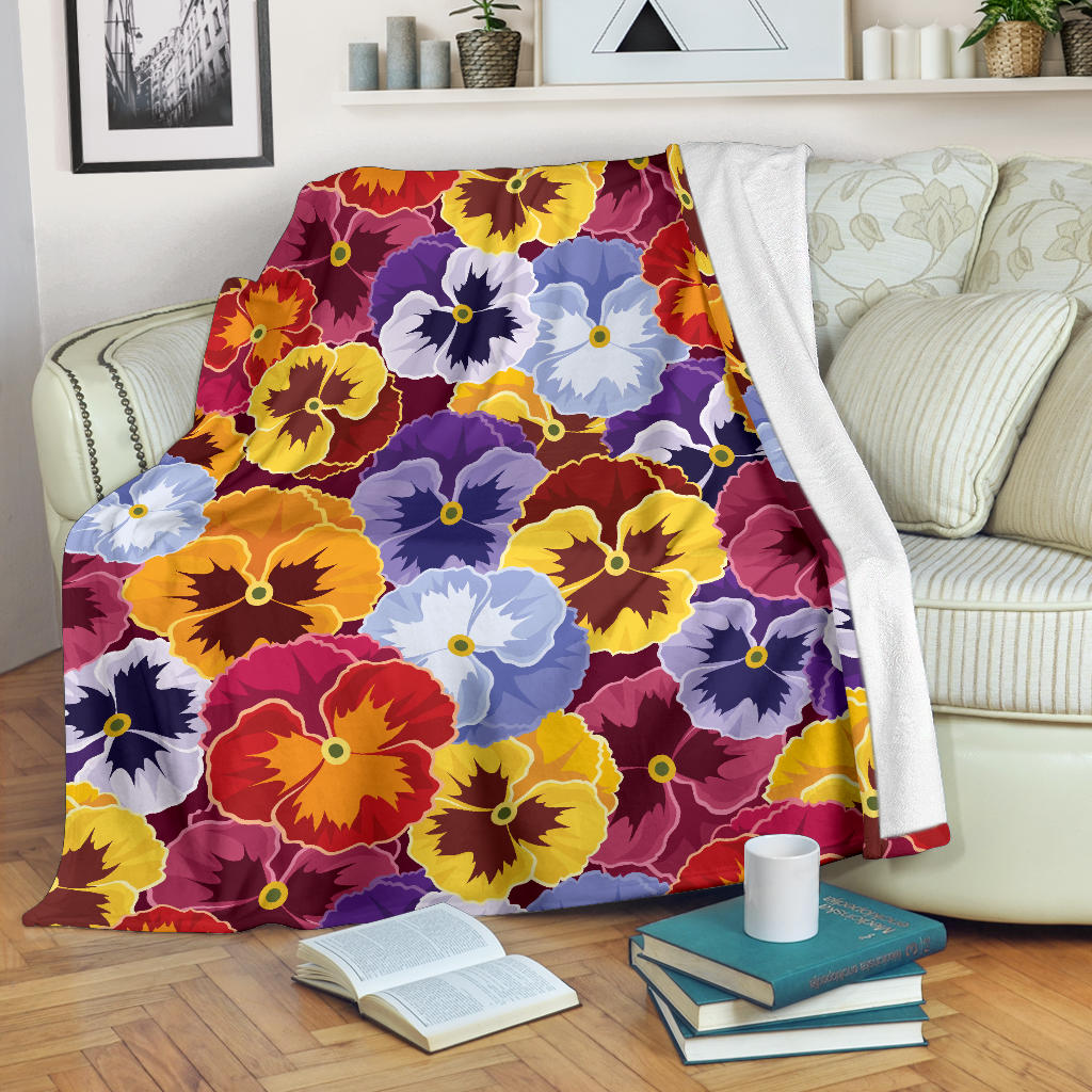 Pansy Pattern Print Design PS01 Fleece Blanket