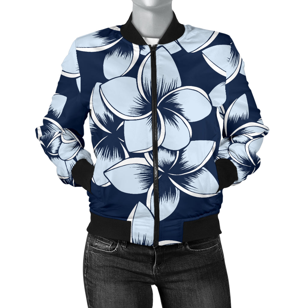 Plumeria Pattern Print Design A02 Women's Bomber Jacket