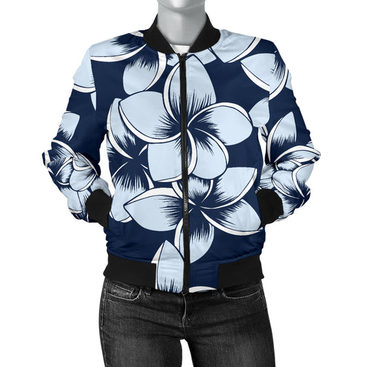 Plumeria Pattern Print Design A02 Women's Bomber Jacket