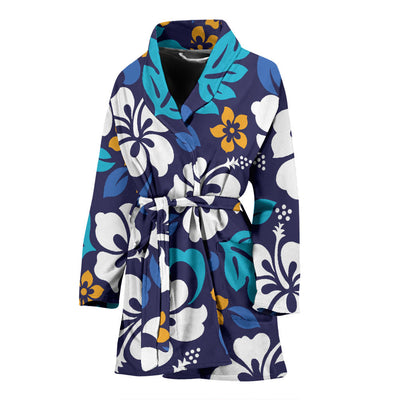 Hibiscus Pattern Print Design HB030 Women Bathrobe