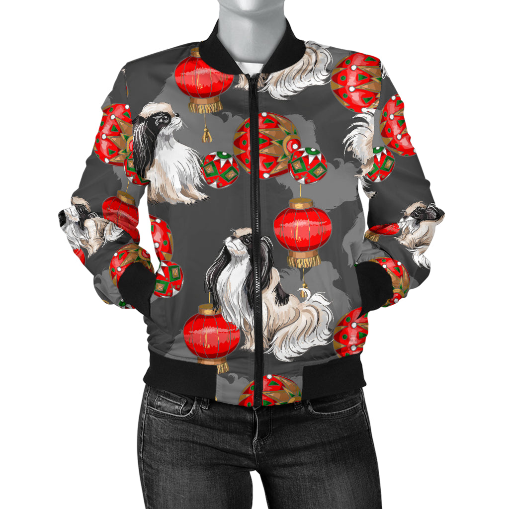 Japanese Chin Pattern Print Design 02 Women's Bomber Jacket