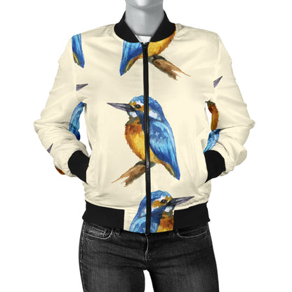Kingfisher Pattern Print Design 01 Women's Bomber Jacket