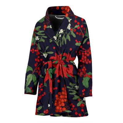 Poinsettia Pattern Print Design POT02 Women Bathrobe