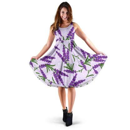 Lavender Pattern Print Design LV02 Midi Dress