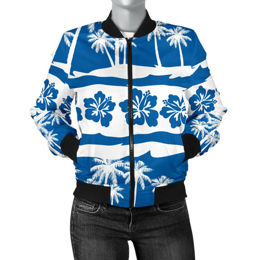 Hawaiian Themed Pattern Print Design H021 Women Bomber Jacket