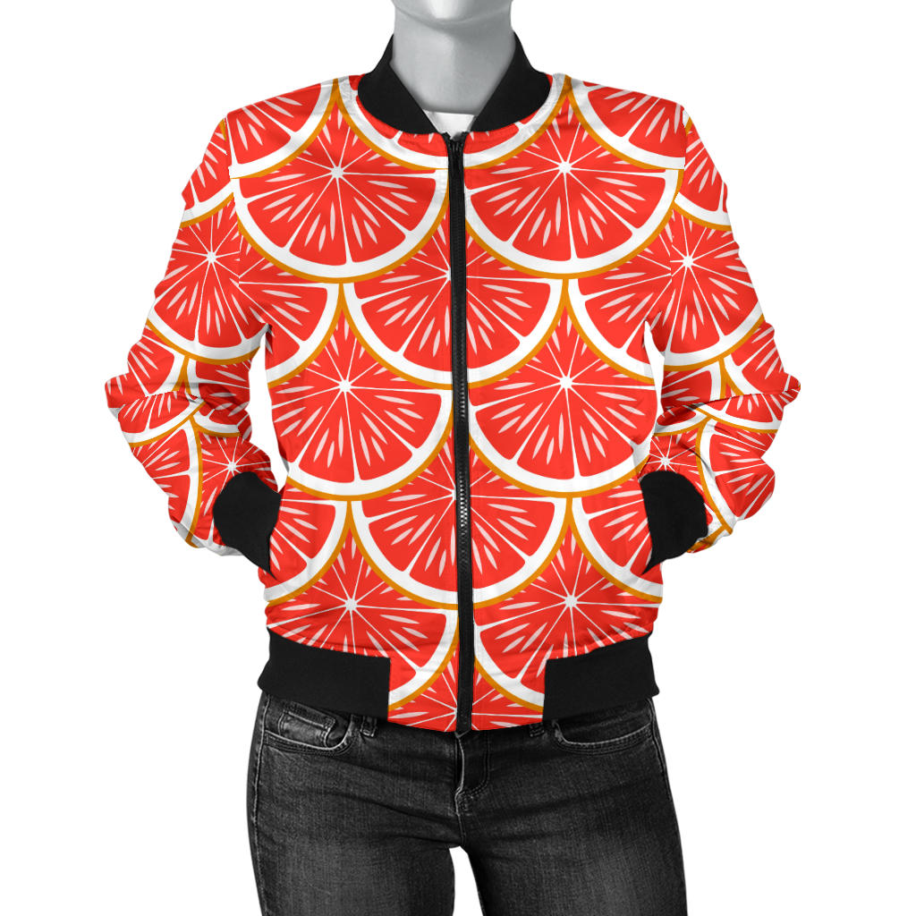 Grapefruit Pattern Print Design GF07 Women Bomber Jacket