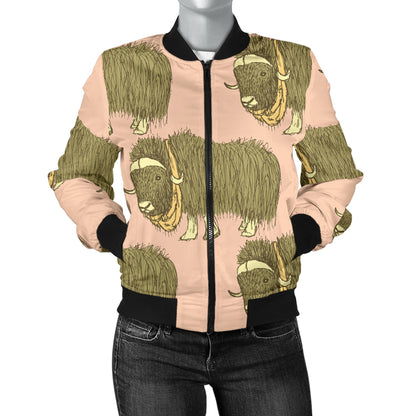 Yak Pattern Print Design 01 Women's Bomber Jacket