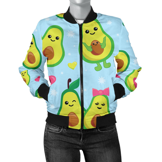 Avocado Pattern Print Design AC09 Women Bomber Jacket