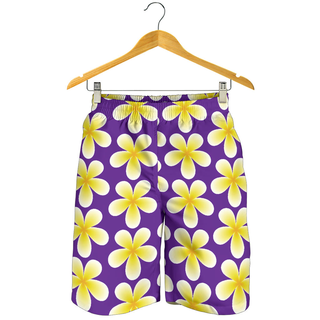 Yellow Plumeria Pattern Print Design PM05 Mens Shorts