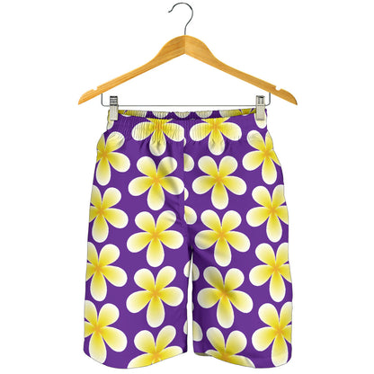 Yellow Plumeria Pattern Print Design PM05 Mens Shorts