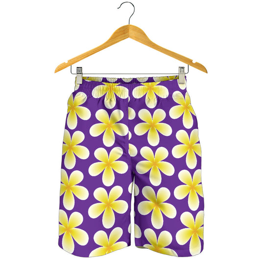 Yellow Plumeria Pattern Print Design PM05 Mens Shorts