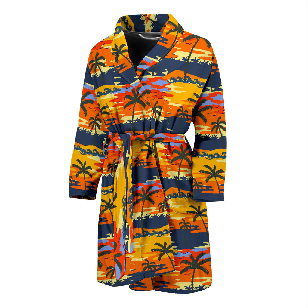 Palm Tree Pattern Print Design PT010 Men Bathrobe