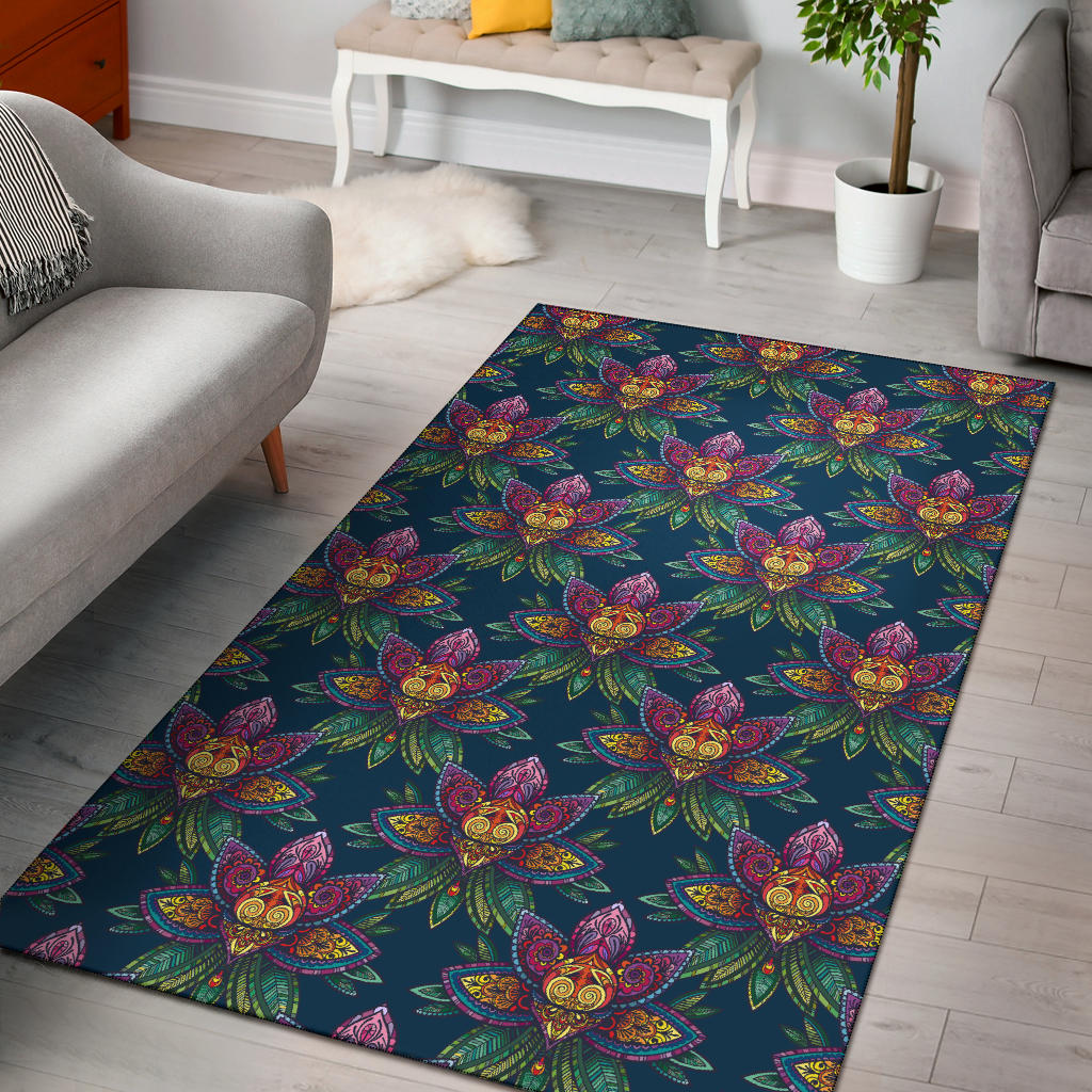 Lotus Boho Pattern Print Design LO04 Area Rugs