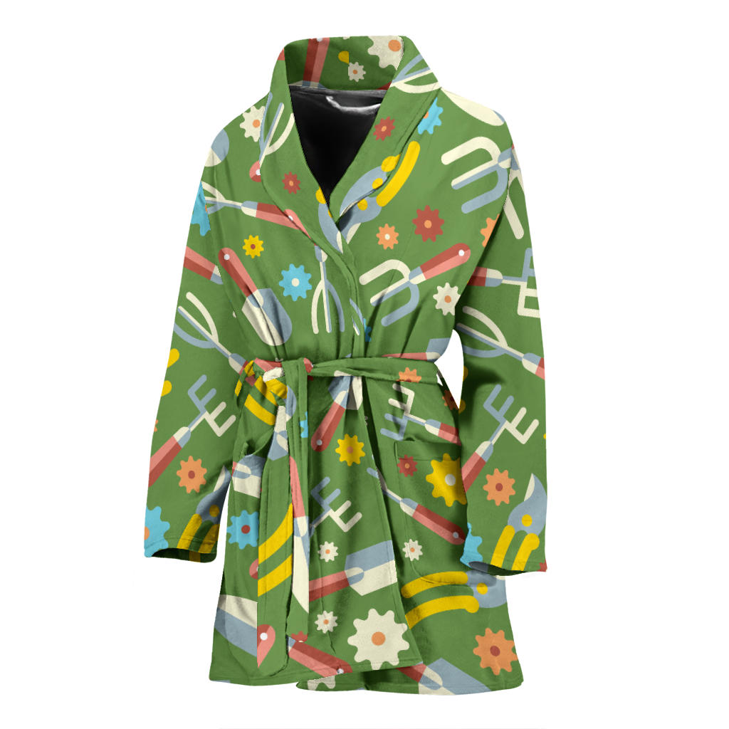 Gardening Pattern Print Design G06 Women Bathrobe