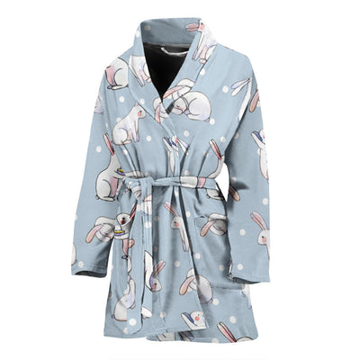 Rabbit Pattern Print Design RB06 Women Bathrobe