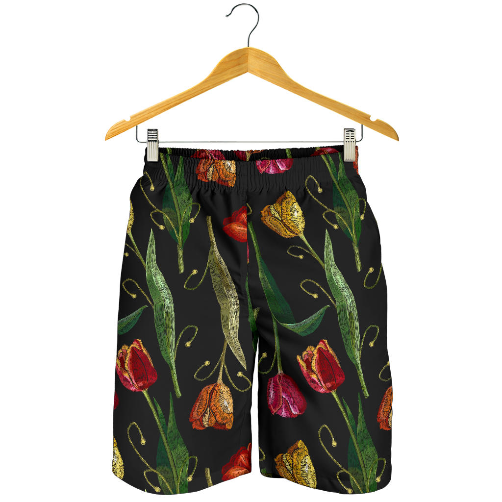 Tulip Embroidered Pattern Print Design TP01 Mens Shorts