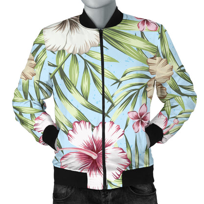 Tropical Flower Pattern Print Design TF05 Men Bomber Jacket