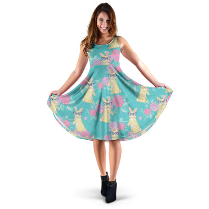 Rabbit Pattern Print Design RB05 Midi Dress