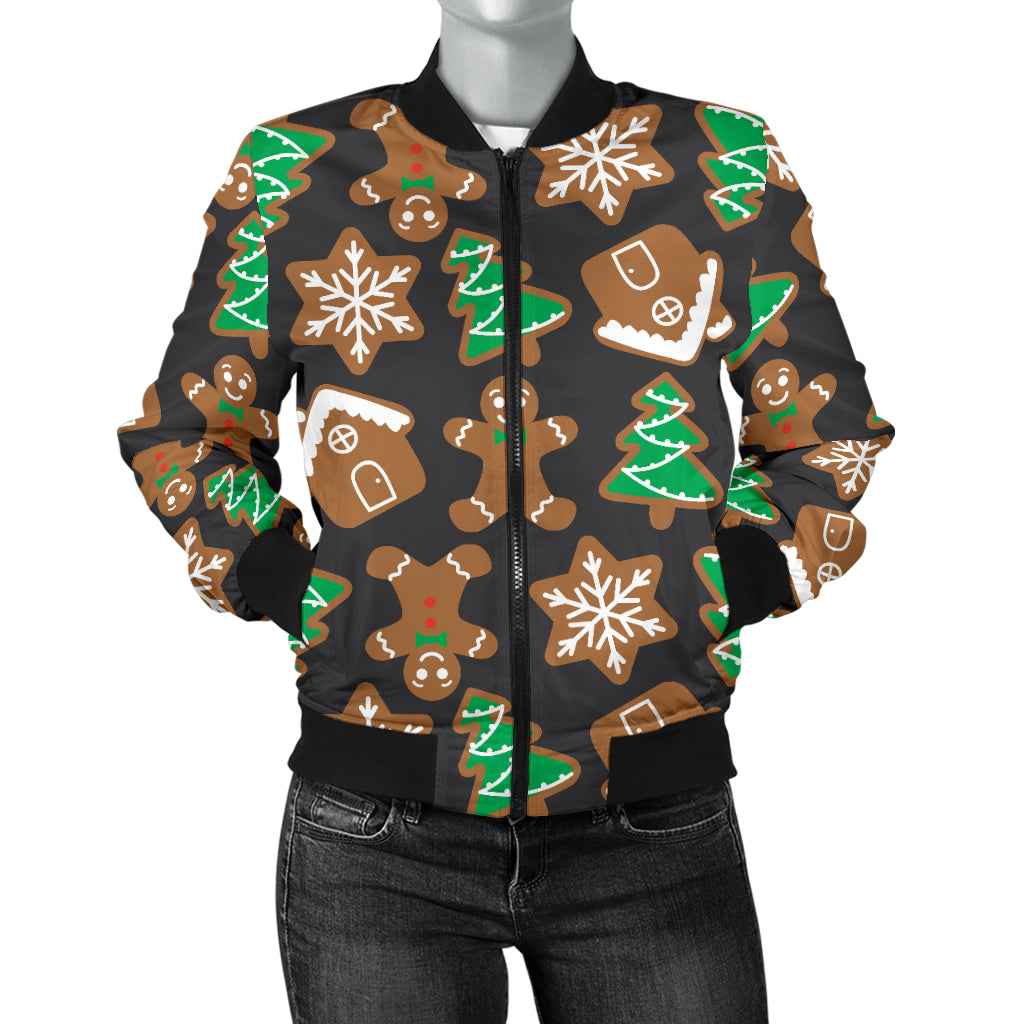 Gingerbread Pattern Print Design 02 Women's Bomber Jacket