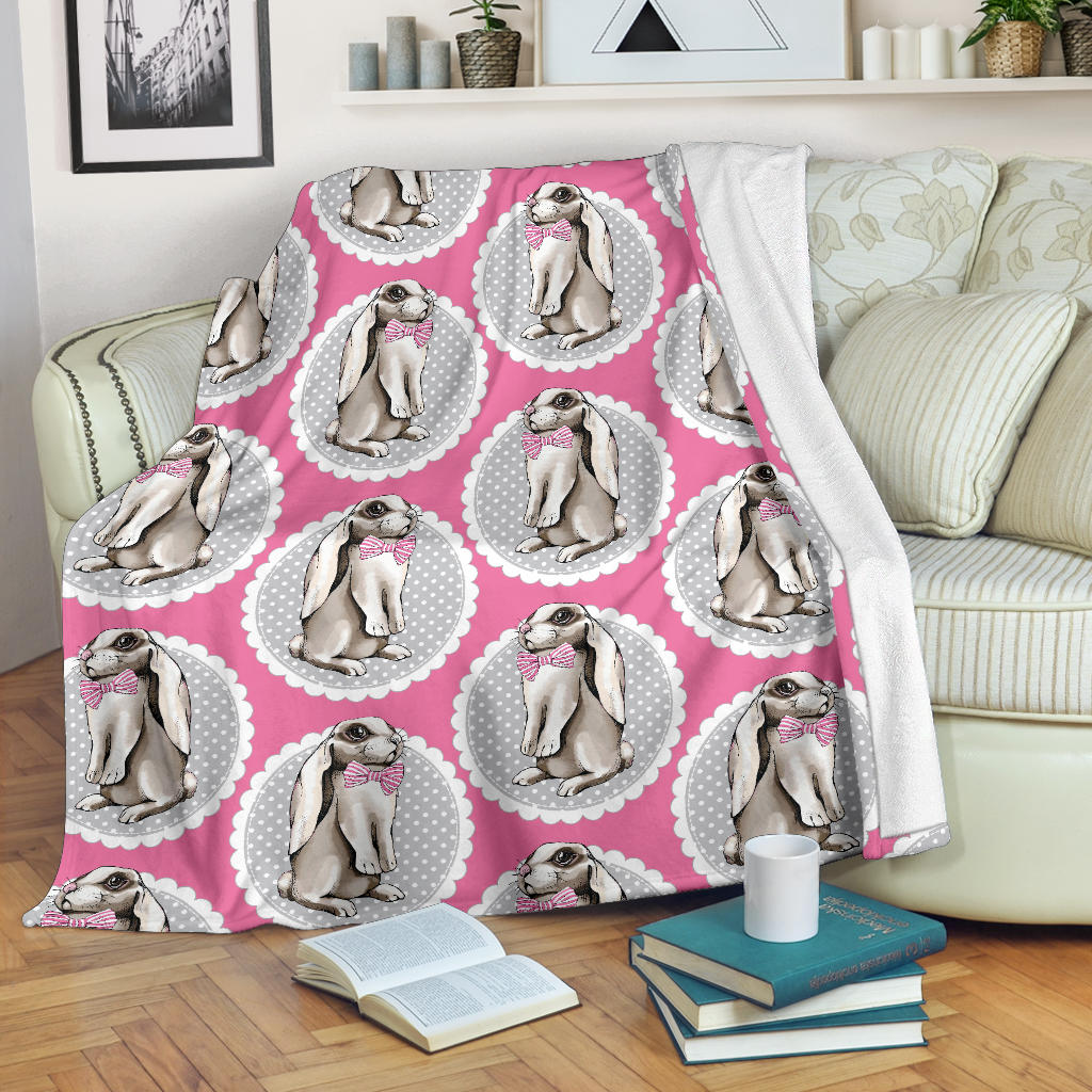 Rabbit Pattern Print Design RB019 Fleece Blanket