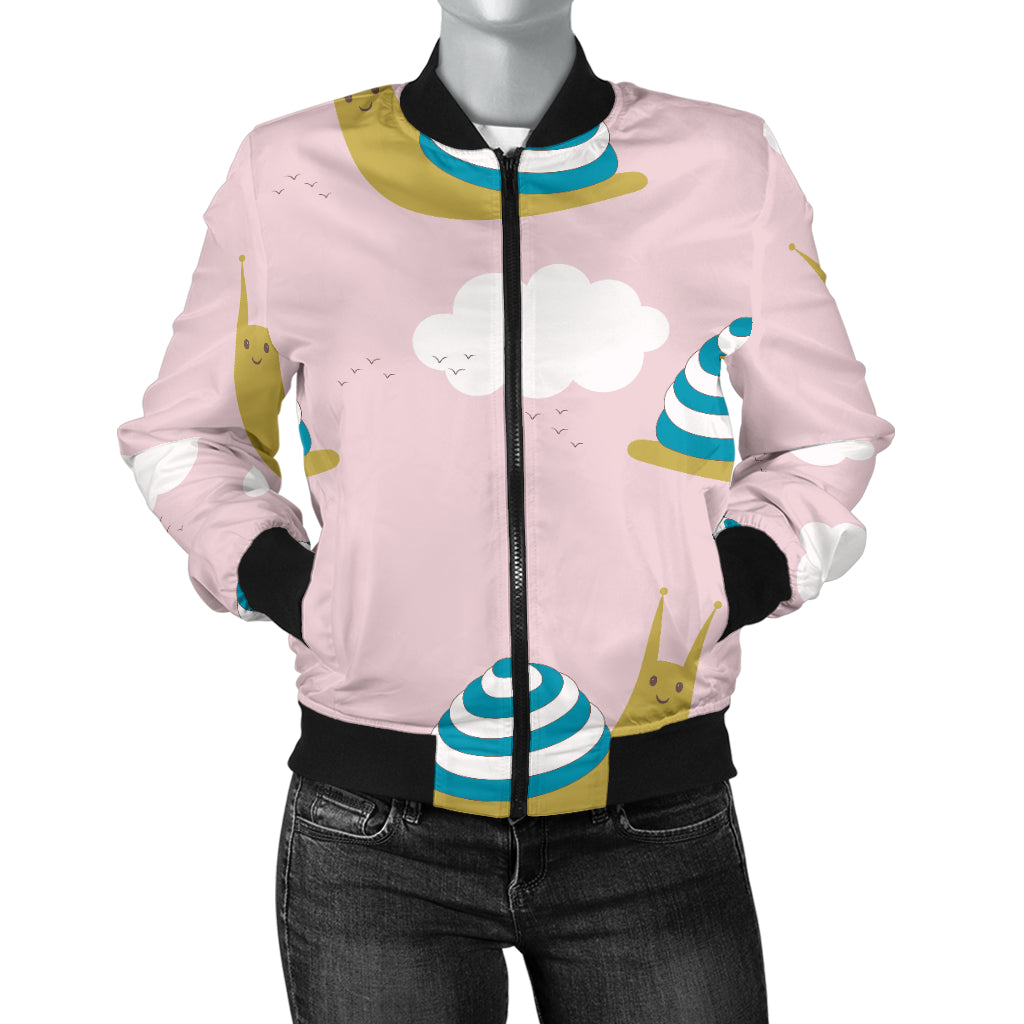 Snail Pattern Print Design 02 Women's Bomber Jacket