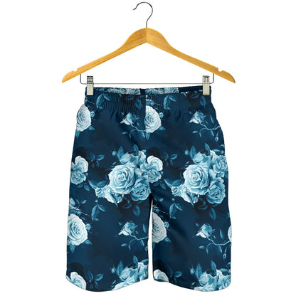 Rose Blue Pattern Print Design RO014 Mens Shorts