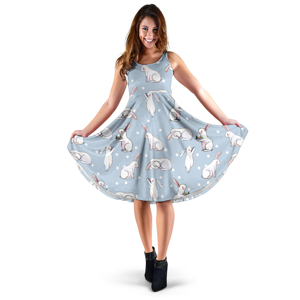 Rabbit Pattern Print Design RB06 Midi Dress
