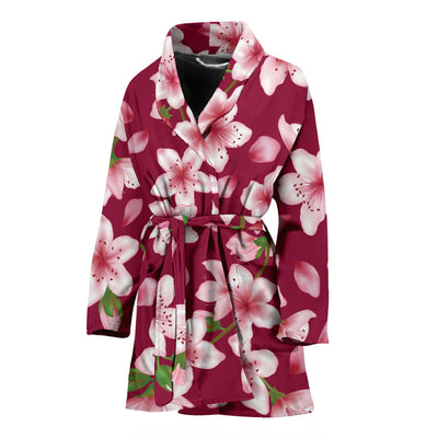 Cherry Blossom Pattern Print Design CB06 Women Bathrobe