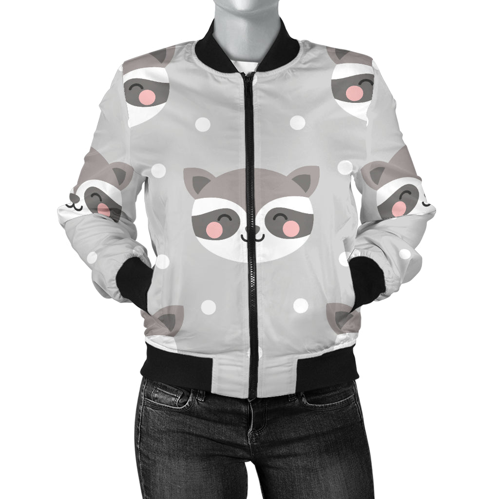 Raccoon Pattern Print Design A04 Women's Bomber Jacket