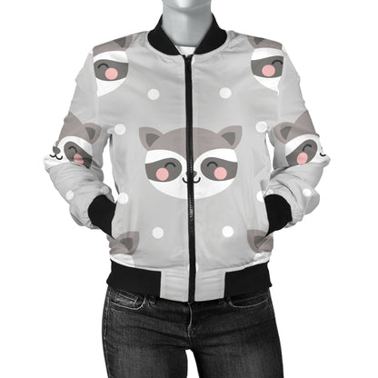 Raccoon Pattern Print Design A04 Women's Bomber Jacket