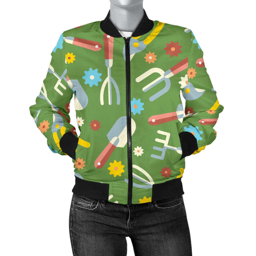 Gardening Pattern Print Design G06 Women Bomber Jacket