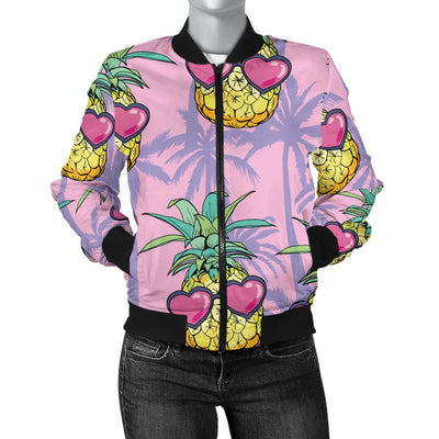 Pineapple Pattern Print Design PP06 Women Bomber Jacket