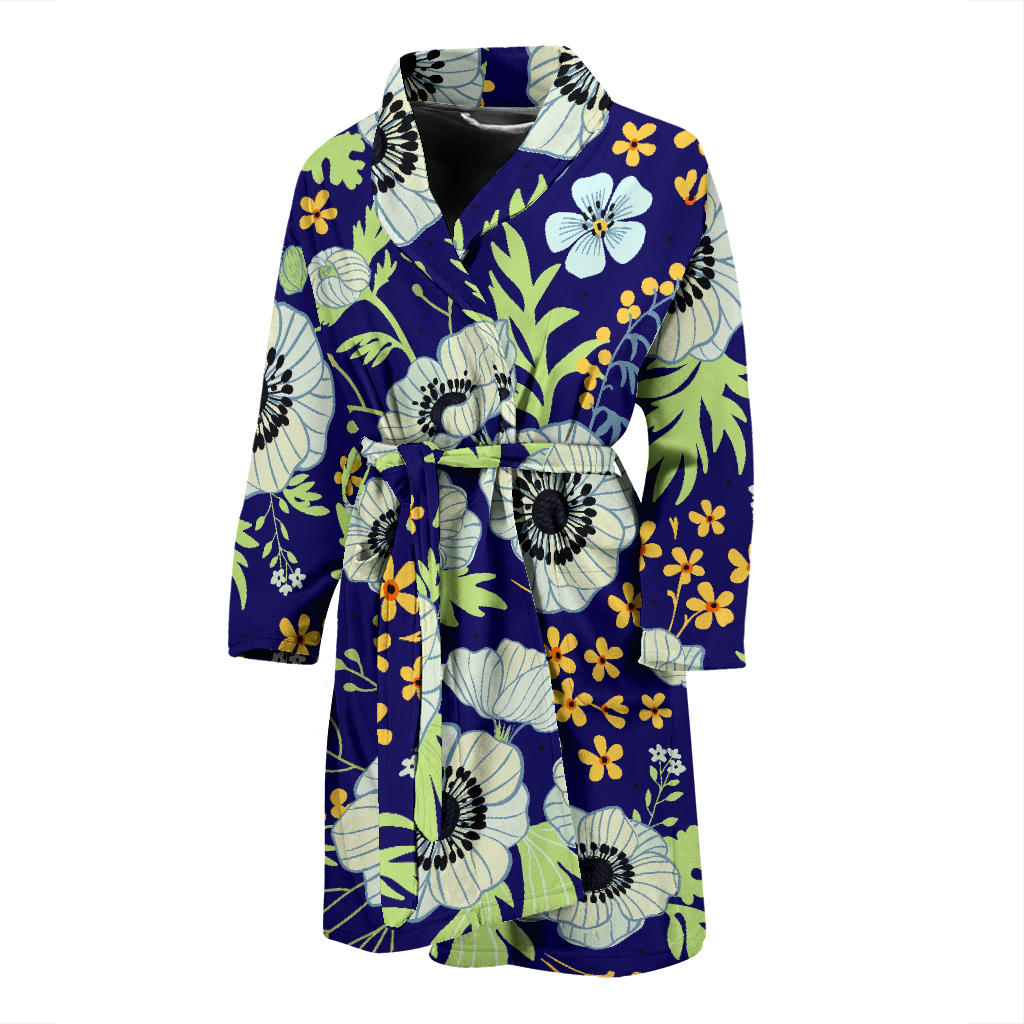 Anemone Pattern Print Design AM06 Men Bathrobe