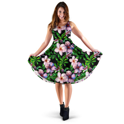 Plumeria Pattern Print Design PM01 Midi Dress