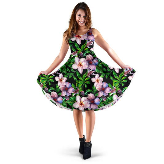 Plumeria Pattern Print Design PM01 Midi Dress