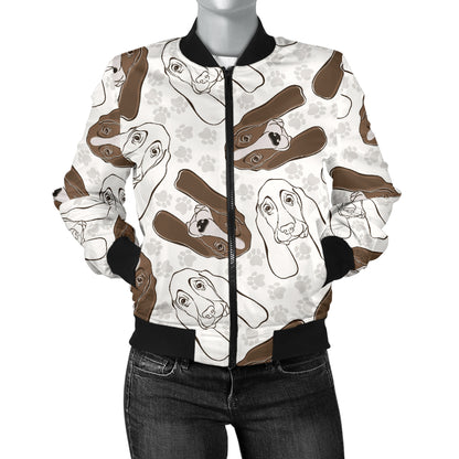 Basset Hound Pattern Print Design 01 Women's Bomber Jacket