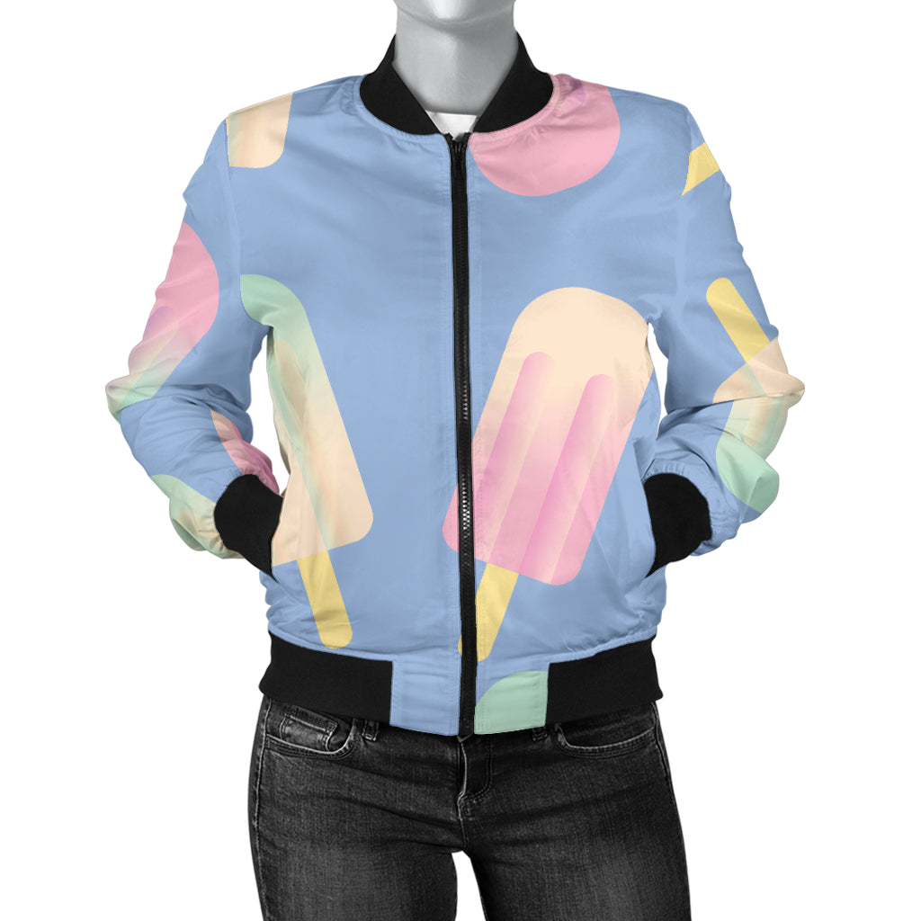 Ice Cream Pattern Print Design 05 Women's Bomber Jacket