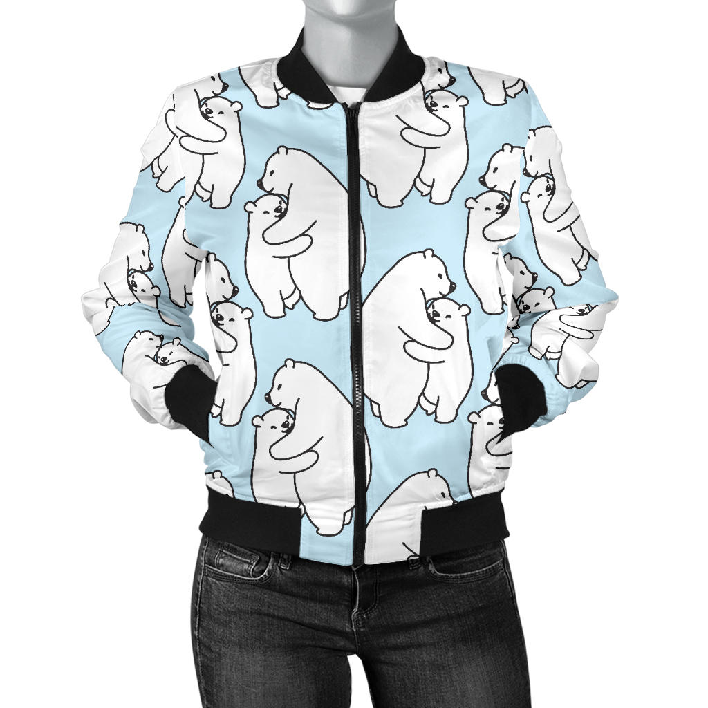 Polar Bear Pattern Print Design PB08 Women Bomber Jacket
