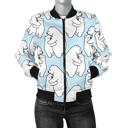 Polar Bear Pattern Print Design PB08 Women Bomber Jacket