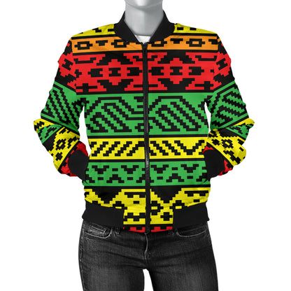Rastafarian Pattern Print Design A02 Women's Bomber Jacket