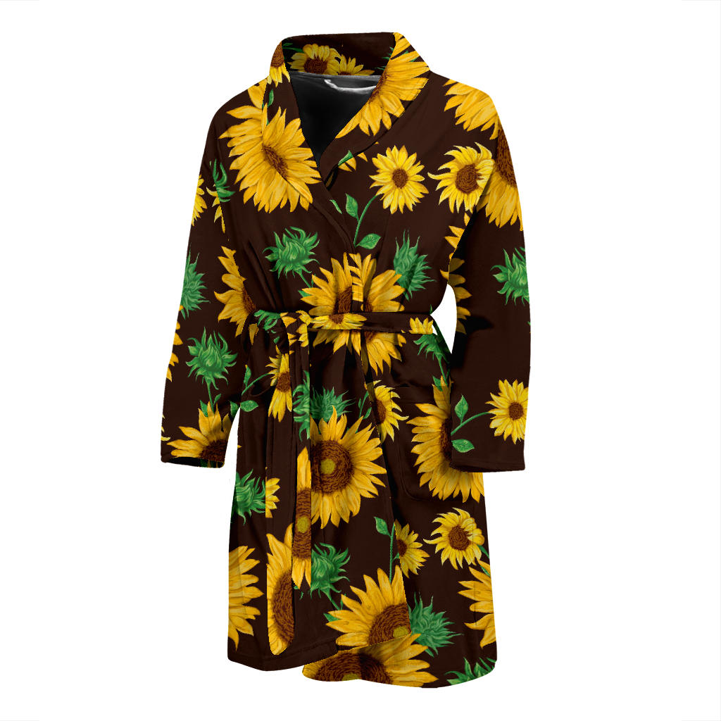 Sunflower Pattern Print Design SF01 Men Bathrobe