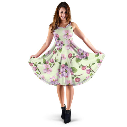 Apple blossom Pattern Print Design AB05 Midi Dress