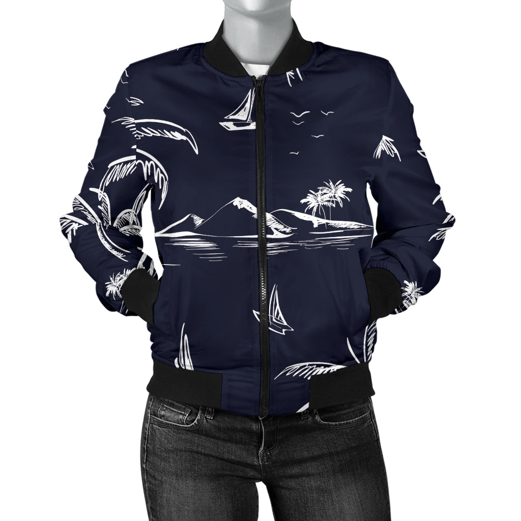 Pacific island Pattern Print Design A02 Women's Bomber Jacket