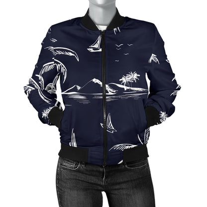 Pacific island Pattern Print Design A02 Women's Bomber Jacket