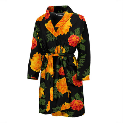 Marigold Pattern Print Design MR05 Men Bathrobe
