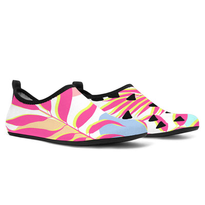 Pink Tropical Palm Leaves Aqua Water Shoes